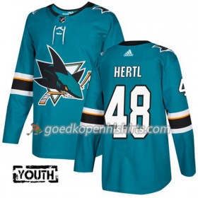 San Jose Sharks Tomas Hertl 48 Adidas 2017-2018 Teal Authentic Shirt - Kinderen